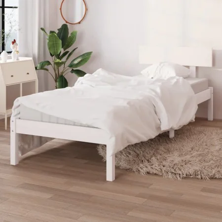 Weißer Einzelbettrahmen aus Massivholz, 75 x 190 cm von , Betten und Lattenroste - Ref: Foro24-810108, Preis: 64,58 €, Rabatt: %