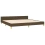 Bed frame with headboard in dark brown fabric 200x200cm by , Beds and slatted bases - Ref: Foro24-3125084, Price: 246,44 €, D...