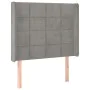 Light gray velvet headboard with LED 83x16x118/128 cm by , Headboards and footboards - Ref: Foro24-3124078, Price: 79,97 €, D...