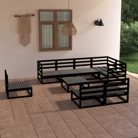 Gartenmöbel-Set 9-teilig aus schwarzem massivem Kiefernholz von , Gartensets - Ref: Foro24-3075673, Preis: 609,85 €, Rabatt: %