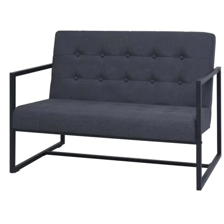 2-seater sofa with steel armrests and dark gray fabric by vidaXL, Sofas - Ref: Foro24-245525, Price: 167,29 €, Discount: %