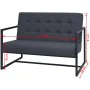 2-seater sofa with steel armrests and dark gray fabric by vidaXL, Sofas - Ref: Foro24-245525, Price: 167,29 €, Discount: %