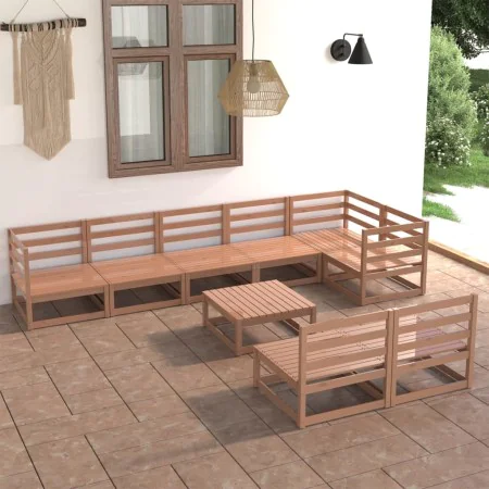 Garden furniture 9 pieces honey brown solid pine wood by , Garden sets - Ref: Foro24-3075622, Price: 597,16 €, Discount: %