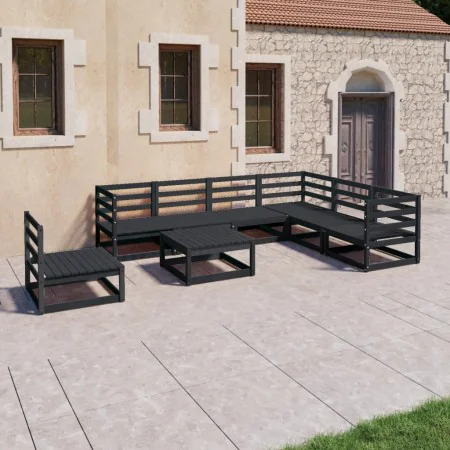 Garden furniture set 8 pieces black solid pine wood by , Garden sets - Ref: Foro24-3075773, Price: 606,46 €, Discount: %