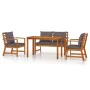 4-piece garden dining set with solid acacia wood cushions by , Garden sets - Ref: Foro24-3154979, Price: 466,00 €, Discount: %