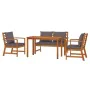 4-piece garden dining set with solid acacia wood cushions by , Garden sets - Ref: Foro24-3154979, Price: 466,00 €, Discount: %