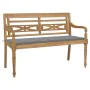 Batavia solid teak wood bench with gray cushion 150 cm by , garden benches - Ref: Foro24-3062182, Price: 292,71 €, Discount: %