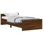 Oak brown engineered wood bed frame 100x200 cm by , Beds and slatted bases - Ref: Foro24-835938, Price: 101,28 €, Discount: %