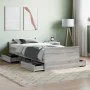 Sonoma gray bed frame with headboard and footboard 100x200 cm by , Beds and slatted bases - Ref: Foro24-3203801, Price: 193,3...