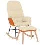 Rocking chair with footrest in cream white fabric by vidaXL, Rocking chairs - Ref: Foro24-3097403, Price: 176,28 €, Discount: %