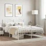 Metal bed frame with headboard and white footboard 135x190 cm by vidaXL, Beds and slatted bases - Ref: Foro24-373855, Price: ...