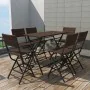 Klappbare Garten-Essgruppe, 7-teilig, Polyrattan und brauner Stahl von vidaXL, Gartensets - Ref: Foro24-42877, Preis: 261,47 ...