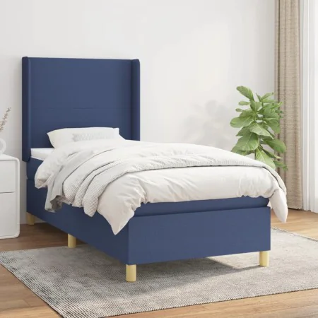 Box spring bed with blue fabric mattress 90x190 cm by vidaXL, Beds and slatted bases - Ref: Foro24-3131799, Price: 365,44 €, ...