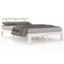 Small double bed frame white solid wood 120x190cm by , Beds and slatted bases - Ref: Foro24-814725, Price: 129,39 €, Discount: %