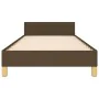 Dark brown fabric bed frame with headboard 90x200 cm by , Beds and slatted bases - Ref: Foro24-3125352, Price: 138,55 €, Disc...