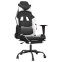 Gaming chair with footrest black white synthetic leather by , Gaming chairs - Ref: Foro24-3143658, Price: 137,99 €, Discount: %