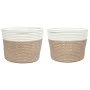 Storage baskets 2 pcs brown and white cotton Ø24x18 cm by , Baskets - Ref: Foro24-358456, Price: 22,25 €, Discount: %