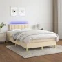 Boxspringbett mit Matratze und LED-Cremestoff 120x200 cm von , Betten und Lattenroste - Ref: Foro24-3134026, Preis: 399,15 €,...