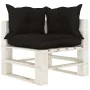 Garden pallet furniture 9 pieces with black wooden cushions by , Garden sets - Ref: Foro24-3052360, Price: 755,91 €, Discount: %