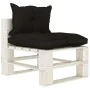 Garden pallet furniture 9 pieces with black wooden cushions by , Garden sets - Ref: Foro24-3052360, Price: 755,91 €, Discount: %