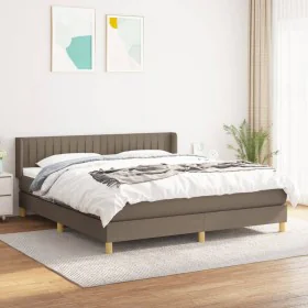 Box spring bed with taupe gray fabric mattress 200x200 cm by , Beds and slatted bases - Ref: Foro24-3130461, Price: 625,52 €,...