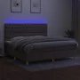 Box spring bed with mattress and LED lights taupe gray fabric 200x200 cm by , Beds and slatted bases - Ref: Foro24-3135705, P...