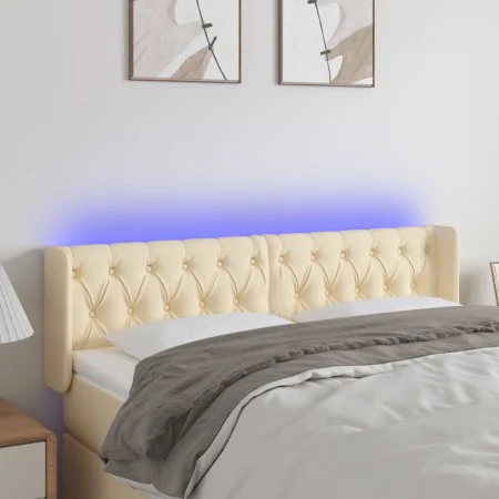 Cream fabric headboard with LED 147x16x78/88 cm by , Headboards and footboards - Ref: Foro24-3123575, Price: 89,78 €, Discoun...