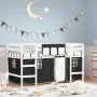 Cama alta niños con cortinas madera pino blanco negro 90x200 cm de , Camas y somieres - Ref: Foro24-3206967, Precio: 178,10 €...