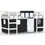 Cama alta niños con cortinas madera pino blanco negro 90x200 cm de , Camas y somieres - Ref: Foro24-3206967, Precio: 178,10 €...