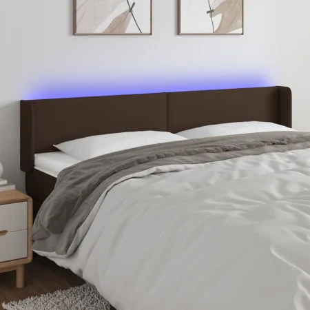 Cabecero con LED cuero sintético marrón 183x16x78/88 cm de , Cabeceros y pies de cama - Ref: Foro24-3123061, Precio: 78,49 €,...