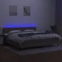 Boxspringbett mit Matratze und LED-Leuchten taupegrauer Stoff 200x200 cm von , Betten und Lattenroste - Ref: Foro24-3133505, ...