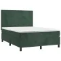 Box spring bed with mattress and LED dark green velvet 140x200cm by , Beds and slatted bases - Ref: Foro24-3136008, Price: 54...