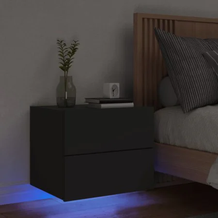 Wall bedside table with black LED lights by , Nightstands - Ref: Foro24-836814, Price: 70,13 €, Discount: %