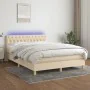 Boxspringbett mit Matratze und LED-Cremestoff 140x200 cm von , Betten und Lattenroste - Ref: Foro24-3133962, Preis: 466,02 €,...