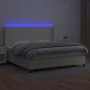 Box spring bed with mattress and LED cream synthetic leather 200x200 cm by , Beds and slatted bases - Ref: Foro24-3139285, Pr...