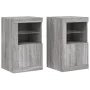 Bedside tables LED lights 2 pcs Sonoma gray engineered wood by , Lockers and storage cabinets - Ref: Foro24-836641, Price: 10...