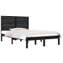 Black solid wood double bed frame 135x190 cm by , Beds and slatted bases - Ref: Foro24-3104587, Price: 193,27 €, Discount: %