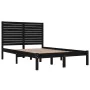 Black solid wood double bed frame 135x190 cm by , Beds and slatted bases - Ref: Foro24-3104587, Price: 193,27 €, Discount: %