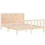 Bed frame with solid wood headboard 160x200 cm by , Beds and slatted bases - Ref: Foro24-3192761, Price: 180,36 €, Discount: %