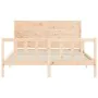 Bed frame with solid wood headboard 160x200 cm by , Beds and slatted bases - Ref: Foro24-3192761, Price: 180,36 €, Discount: %