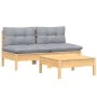 3-piece garden furniture set with pine wood cushions by , Garden sets - Ref: Foro24-3095997, Price: 229,50 €, Discount: %