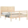 Bed frame with solid wood headboard 140x200 cm by , Beds and slatted bases - Ref: Foro24-3195026, Price: 156,15 €, Discount: %