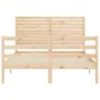 Bed frame with solid wood headboard 140x200 cm by , Beds and slatted bases - Ref: Foro24-3195026, Price: 156,15 €, Discount: %