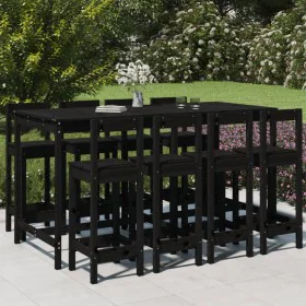 Hoher Gartentisch und Hocker 9 Stk. massives Kiefernholz schwarz von , Gartensets - Ref: Foro24-3154774, Preis: 599,54 €, Rab...