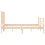 Double bed frame with solid wood headboard by , Beds and slatted bases - Ref: Foro24-3194286, Price: 141,97 €, Discount: %