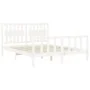 Double bed frame with white solid wood headboard by , Beds and slatted bases - Ref: Foro24-3192432, Price: 161,91 €, Discount: %