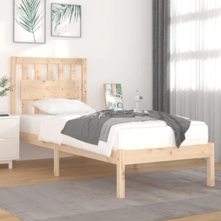 Solid pine wood bed frame 100x200 cm by , Beds and slatted bases - Ref: Foro24-3103923, Price: 99,00 €, Discount: %