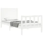 White solid wood bed frame with headboard 90x200 cm by , Beds and slatted bases - Ref: Foro24-3193192, Price: 121,67 €, Disco...