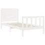 White solid wood bed frame with headboard 90x200 cm by , Beds and slatted bases - Ref: Foro24-3193192, Price: 121,67 €, Disco...