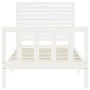 White solid wood bed frame with headboard 90x200 cm by , Beds and slatted bases - Ref: Foro24-3193192, Price: 121,67 €, Disco...